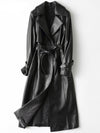ElegantWear - Trenchcoat lungo in pelle da donna