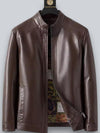 Leren Jas Dames met Pluche Voering en Zip-up Sluiting - Bruin