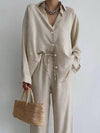 Sommerliches Leinen-Set - Bluse und weite Hose