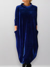 Luxe Fluwelen Lange Jurk Dames met Lange Mouwen – Tijdloze Elegantie in Diverse Kleuren voor Avond en Winter - Blauw