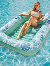 Luxe Opblaasbaar Tanning Loungebed met Verstelbaar Hoofdkussen – 200x150 cm voor Zwembad of Tuin - Cyaan Wit