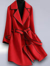 Luxe Wollen Jas voor Vrouwen – Handgemaakt, Reversible & Los Gesneden in Premium Tweed | Rood