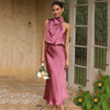 Elegantes Satin Abendkleid - Ein-Schulter-Design