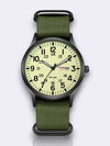 Robuuste Field Watch met Textielband en Duidelijke 24-Uurs Weergave - Lichtgewicht met Precisie Quartz Uurwerk | Flourescerend groen