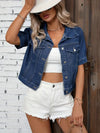 Zavando Denim-jack | Kortarm Denim-shirt voor Dames