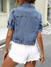 Zavando Denim-jack | Kortarm Denim-shirt voor Dames