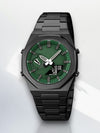 Stijlvol Herenhorloge Goud met Zwart Scherm – Digitaal, Waterdicht, Multifunctioneel Kwartsuur - Groen A