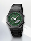 Stijlvol Herenhorloge Goud met Zwart Scherm – Digitaal, Waterdicht, Multifunctioneel Kwartsuur - Groen B