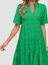 Stijlvolle V-hals A-lijn Jurk voor Dames met Uitgesneden Details - Lichtgewicht Zomer Kleding Dames in Groen