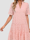 Stijlvolle V-hals A-lijn Jurk voor Dames met Uitgesneden Details - Lichtgewicht Zomer Kleding Dames in Licht Roze 