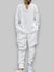 Stijlvolle loungewearset voor heren - 2-delige V-hals sweatshirt en joggingbroek met jacquardpatroon, comfortabele loungewear voor dames - Wit