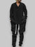 Stijlvolle loungewearset voor heren - 2-delige V-hals sweatshirt en joggingbroek met jacquardpatroon, comfortabele loungewear voor dames - Zwart