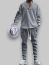 Stijlvolle loungewearset voor heren - 2-delige V-hals sweatshirt en joggingbroek met jacquardpatroon, comfortabele loungewear voor dames