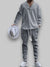 Stijlvolle loungewearset voor heren - 2-delige V-hals sweatshirt en joggingbroek met jacquardpatroon, comfortabele loungewear voor dames