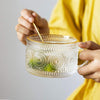 Tazza da tè in vetro LuxeSip - Design goffrato con linee dorate