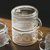 Tazza da tè in vetro LuxeSip - Design goffrato con linee dorate