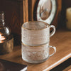 Tazza da tè in vetro LuxeSip - Design goffrato con linee dorate