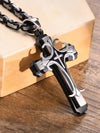 Templars Kruis Hanger van Roestvrij Staal met Luxe Afwerking – Verstelbare Ketting, Tijdloos Design in Zilver en Goud of Zilver en Zwart | Zwart