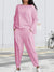 Tweedelige Set Dames met Ronde Hals en Lange Mouwen - Comfortabele Broek en Top in Diverse Kleuren -Rose