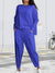 Tweedelige Set Dames met Ronde Hals en Lange Mouwen - Comfortabele Broek en Top in Diverse Kleuren - Blauw