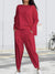 Tweedelige Set Dames met Ronde Hals en Lange Mouwen - Comfortabele Broek en Top in Diverse Kleuren - Rood