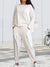 Tweedelige Set Dames met Ronde Hals en Lange Mouwen - Comfortabele Broek en Top in Diverse Kleuren - Wit