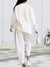 Tweedelige Set Dames met Ronde Hals en Lange Mouwen - Comfortabele Broek en Top in Diverse Kleuren - Wit B