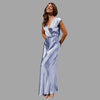 Zavando - Elegantes Satin-Abendkleid mit tiefem Ausschnitt
