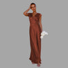 Zavando - Elegantes Satin-Abendkleid mit tiefem Ausschnitt