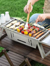 Vouwbare RVS Buitenbarbecue met Rookvrij Ontwerp en Verstelbare Temperatuur - 
