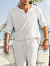 Zomer Kleding Set voor Mannen van Premium Italiaans Linnen – Ademend, Kreukvrij en Casual Elegantie in Effen Kleuren | Wit 
