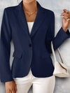 Zwarte Blazer Dames met Eén Knop en Lange Mouwen – Tijdloze Elegantie voor Elke Gelegenheid | Marineblauw A
