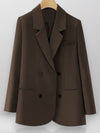 Zwarte Dames Blazer met Comfortabele Pasvorm en Praktische Zakken - Stijlvolle Lange Blazer voor Elke Gelegenheid - Bruin