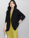Zwarte Dames Blazer met Comfortabele Pasvorm en Praktische Zakken - Stijlvolle Lange Blazer voor Elke Gelegenheid - Model 2