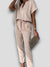 Zwarte Dames Jumpsuit Kort met V-hals en Verstelbare Taille – Feestelijke en Comfortabele Stijl - Khaki