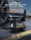 AstroAI Bandenpomp Luchtcompressor 12V, draagbare elektrische Auto-stopbandenpomp met bandenspanningmeter, ventieladapters en LED-licht, auto-accessoires, Geel