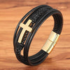 Bracciale da gentiluomo - Bracciale in pelle con croce in acciaio