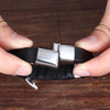 Bracciale da gentiluomo - Bracciale in pelle con croce in acciaio