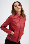 Leren bikerjack voor vrouwen