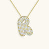 Collana con diamante iniziale a bolle