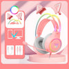 Cuffia da gioco Onikuma X15 Pro Over-Ear di alta qualità con cavo | Cancellazione del rumore, Orecchie di gatto rosa, Luce RGB e microfono per PC PS4 Gaming