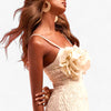 SALOMI | Maxi-jurk met Textuur en Oversized Corsages - Moeiteloze Eleganties