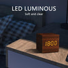 Sveglia LED a forma di cubo di legno