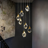 Spirale Cristallo Gocce Metallo Moderna Duplex Scala Lampadario a Sospensione