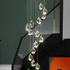 Spirale Cristallo Gocce Metallo Moderna Duplex Scala Lampadario a Sospensione