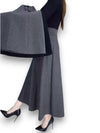 Hohe Taille Lange Schwarze Rock Damen aus Dickem Stoff – Knöchellang, Bequeme Passform, Größe S-3XL