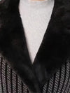 Damen Winterjacke mit Plüschfutter in Schwarz und Weiß Corduroy – Elegantes Doppelbrust-Design mit Praktischen Taschen