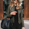 Leren motorjack voor vrouwen
